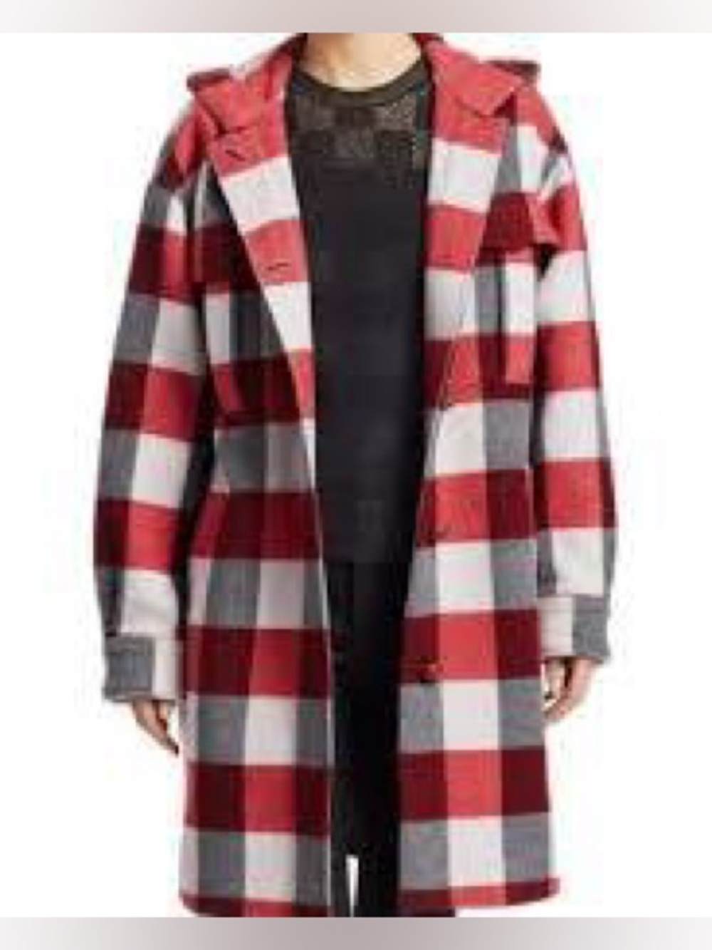 Rag and Bone Red Buffalo Plaid Hooded Jacket Coat - Women’s Small -